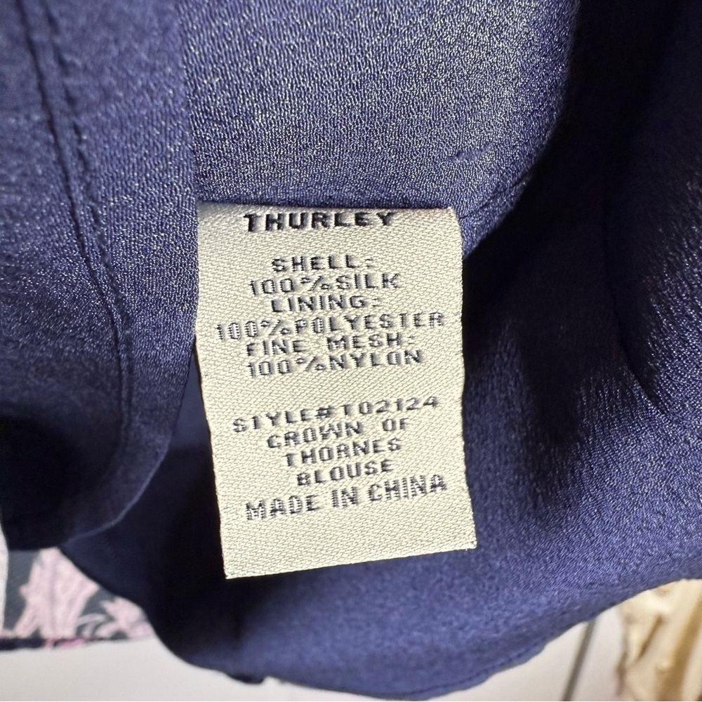 Thurley Crown Of Thornes Blouse Long sleeve Paisley Pearls Navy print size 4 RTR - Picture 8 of 13